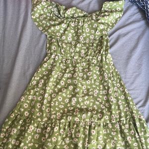 green floral flowy dress